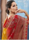Mustard and Red Traditional Designer Saree - 1