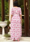 Off White and Pink Print Work Readymade Designer Gown - 2