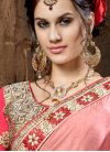 Delightsome  Embroidered Work Rose Pink and Salmon Fancy Fabric Half N Half Trendy Saree - 2