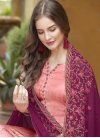 Magenta and Salmon Digital Print Work Crepe Silk Pakistani Salwar Suit - 1