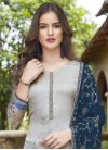Navy Blue and Silver Color Digital Print Work Trendy Pakistani Suit - 1