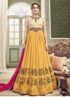 Cream and Gold Jacket Style Anarkali Suit For Festival - 1