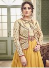 Cream and Gold Jacket Style Anarkali Suit For Festival - 2
