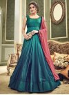 Cream and Teal Jacket Style Anarkali Suit For Ceremonial - 1