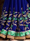 Faux Chiffon Embroidered Work Mint Green and Navy Blue Half N Half Designer Saree For Ceremonial - 1