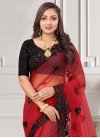 Net Black and Red Designer Contemporary Style Saree - 1