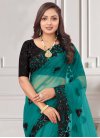 Black and Turquoise Net Designer Traditional Saree - 1