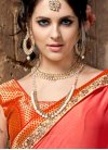 Embroidered Work Beige and Red Faux Georgette Half N Half Saree For Ceremonial - 1