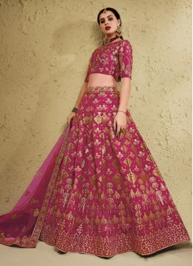 Embroidered Work Trendy Lehenga Choli For Party in Rose Pink