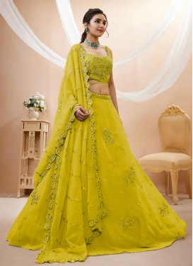 Georgette Designer Lehenga Choli in Yellow with Embroidered Work for Party