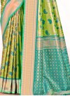 Woven Work Mint Green and Turquoise Designer Contemporary Style Saree - 2