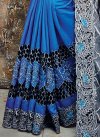 Piquant Chiffon Satin Blue and Silver Color Beads Work Designer Half N Half Saree For Ceremonial - 2