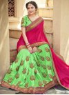 Mint Green and Rose Pink Brasso Georgette Half N Half Trendy Saree For Ceremonial - 1