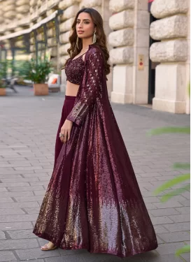 Embroidered Work Palazzo Suit For Party in Maroon
