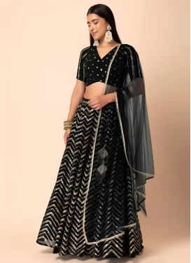 Embroidered Work Designer Lehenga Choli For Party in Black