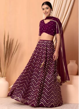 Georgette Embroidered Work Designer Lehenga Choli in Maroon
