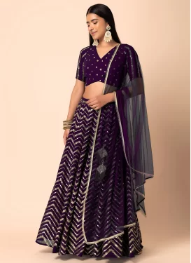 Georgette Designer Lehenga Choli with Embroidered Work in Purple