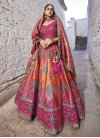 Mustard and Rose Pink Embroidered Work Banarasi Silk Designer Classic Lehenga Choli - 2