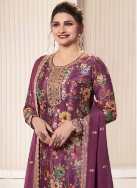 Prachi Desai Digital Print Work Straight Suit For Festival in Purple