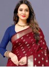 Woven Work Maroon and Navy Blue Trendy Classic Saree - 1