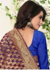 Awe Resham Work Banarasi Silk Blue and Gold Classic Saree For Ceremonial - 1