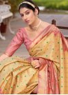 Gold and Hot Pink Kanjivaram Silk Trendy Classic Saree - 1