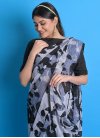 Black and Grey Designer Contemporary Style Saree For Ceremonial - 1