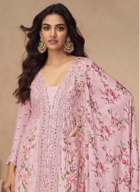 Chinon Palazzo Suit with Embroidered Work in Pink