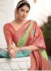 Woven Work Mint Green and Salmon Designer Traditional Saree - 1