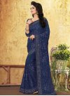 Whimsical Faux Georgette Embroidered Work Classic Saree - 1