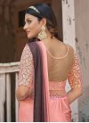 Embroidered Work Brown and Salmon Designer Contemporary Style Saree - 1