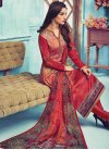 Capricious Beige and Red  Crepe Silk Trendy Churidar Salwar Kameez - 1