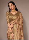 Beige and Brown Bhagalpuri Silk Designer Contemporary Saree - 1