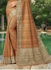 Beige and Brown Tussar Silk Traditional Designer Saree - 2