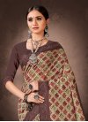 Beige and Coffee Brown Designer Traditional Saree For Ceremonial - 1