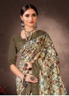 Chanderi Silk Beige and Olive Designer Contemporary Style Saree For Ceremonial - 1