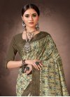 Chanderi Silk Olive and Sea Green Designer Contemporary Style Saree For Party - 1