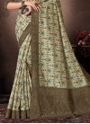 Chanderi Silk Olive and Sea Green Designer Contemporary Style Saree For Party - 2