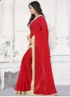 Lace Work Faux Chiffon Contemporary Style Saree - 1