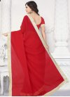 Lace Work Faux Chiffon Contemporary Style Saree - 2
