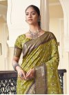 Brown and Olive Designer Contemporary Saree - 2