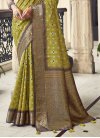 Brown and Olive Designer Contemporary Saree - 1