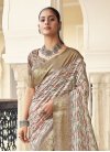 Brown and Off White Designer Traditional Saree - 1