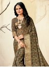 Digital Print Work Silk Blend Designer Contemporary Style Saree For Ceremonial - 1