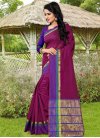 Preferable Banarasi Silk Magenta and Navy Blue Thread Work Trendy Classic Saree - 2