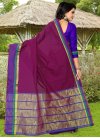 Preferable Banarasi Silk Magenta and Navy Blue Thread Work Trendy Classic Saree - 1