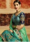 Sea Green and Teal Embroidered Work Traditional Designer Saree - 1
