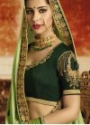 Bottle Green and Mint Green Embroidered Work Designer Contemporary Saree - 1