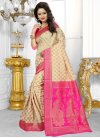 Appealing Banarasi Silk Cream and Rose Pink Contemporary Style Saree - 2