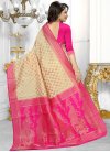 Appealing Banarasi Silk Cream and Rose Pink Contemporary Style Saree - 1